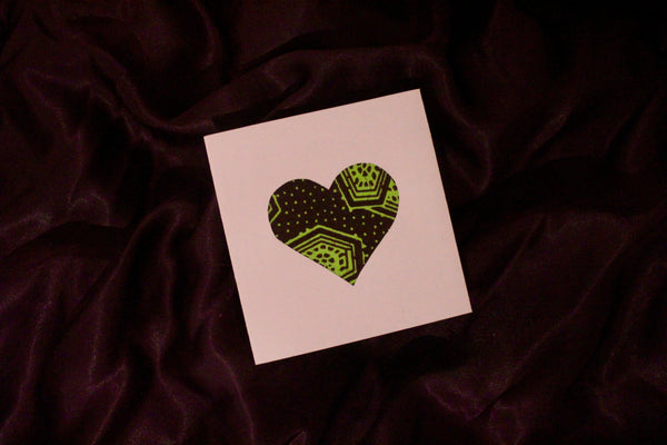 Handmade Up-Cycled Ankara Hearts Greeting Card