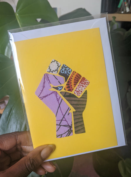 Handmade Up-Cycled Ankara Black Power Greeting Card