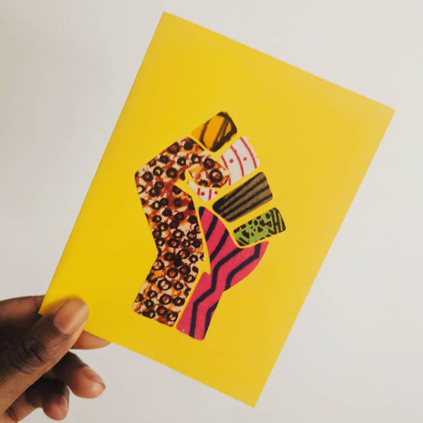 Handmade Up-Cycled Ankara Black Power Greeting Card